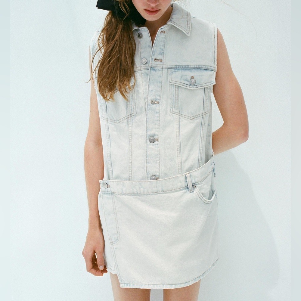 Zara Light Blue Denim TRF Dress
